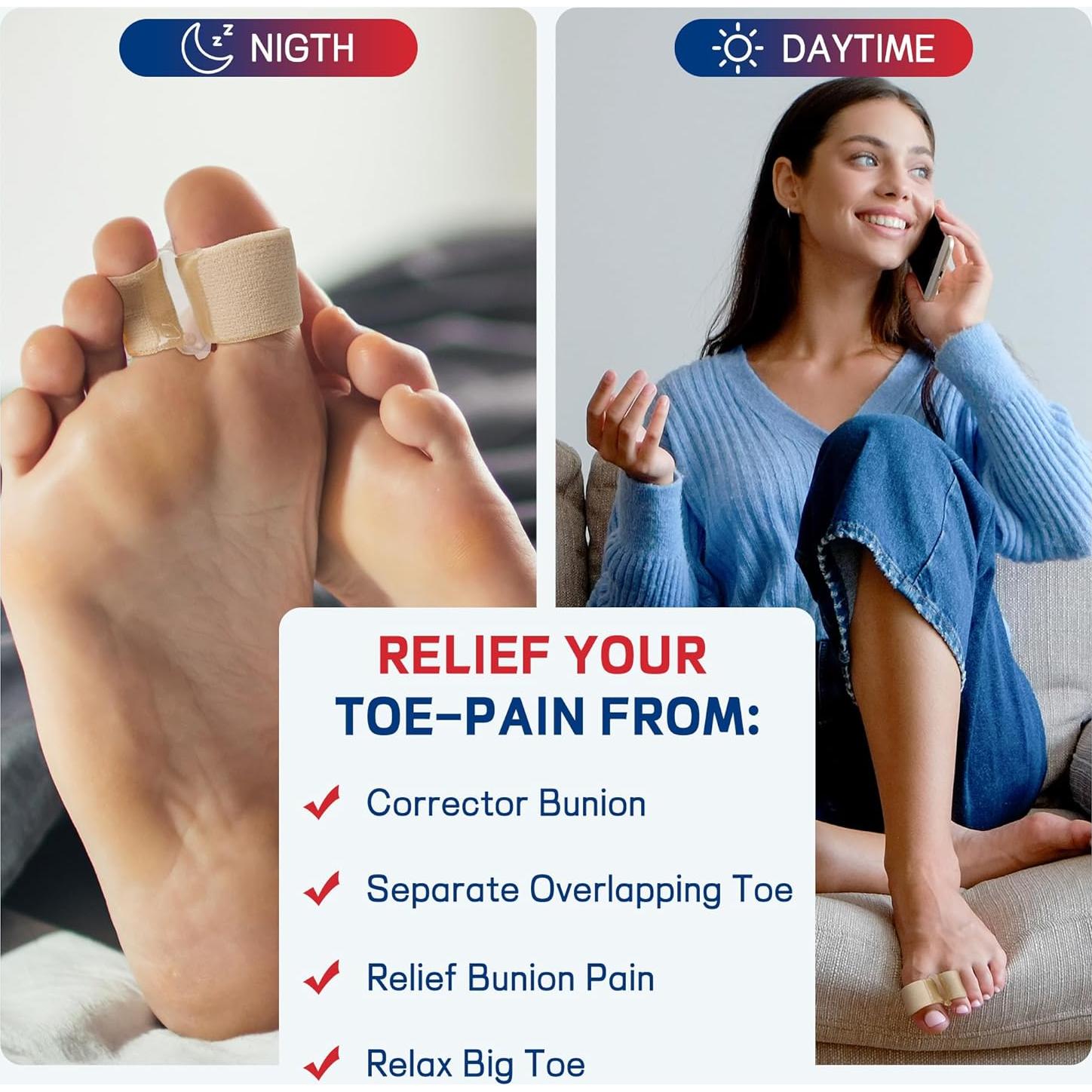 Separadores de Dedos Grandes FULEEAN - Corrector de Juanetes Beige XS