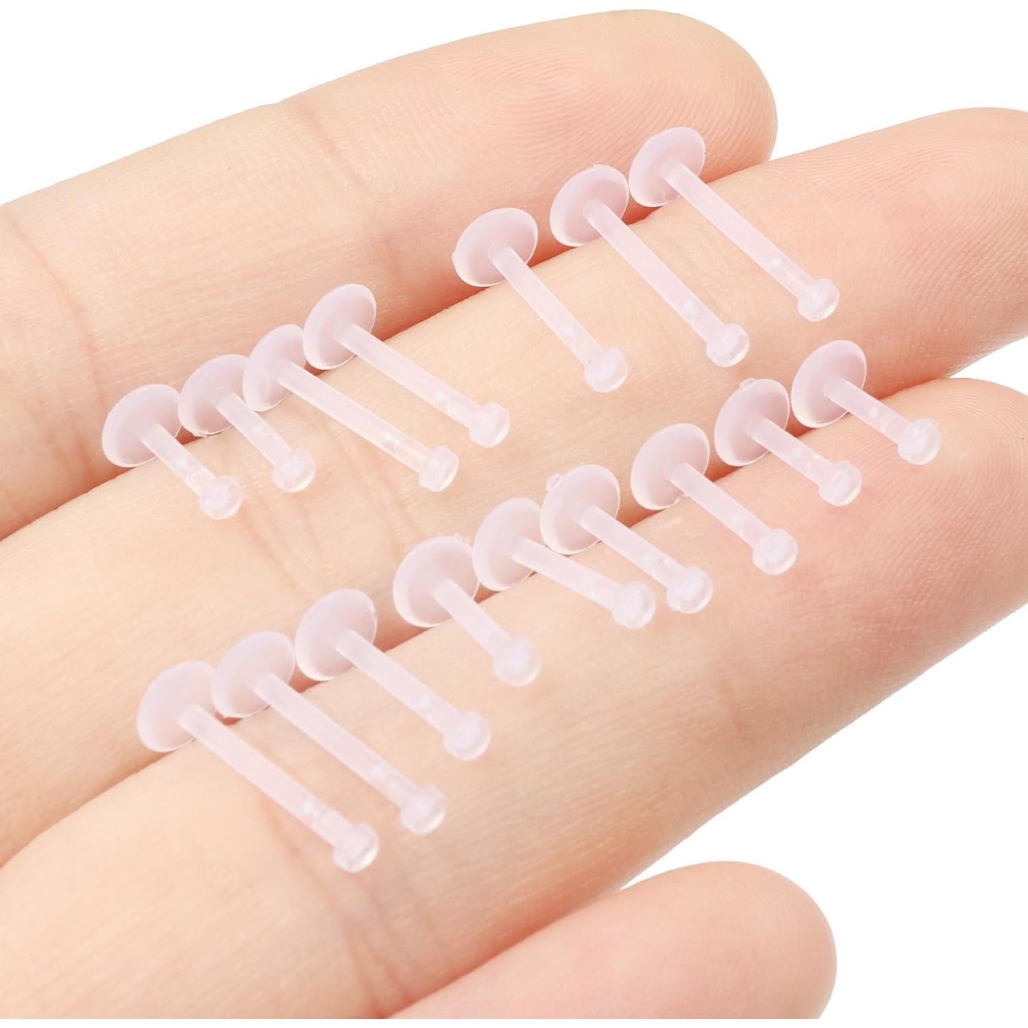 Pendientes Transparentes Lcolyoli 16G 6-12mm Anillos Labret