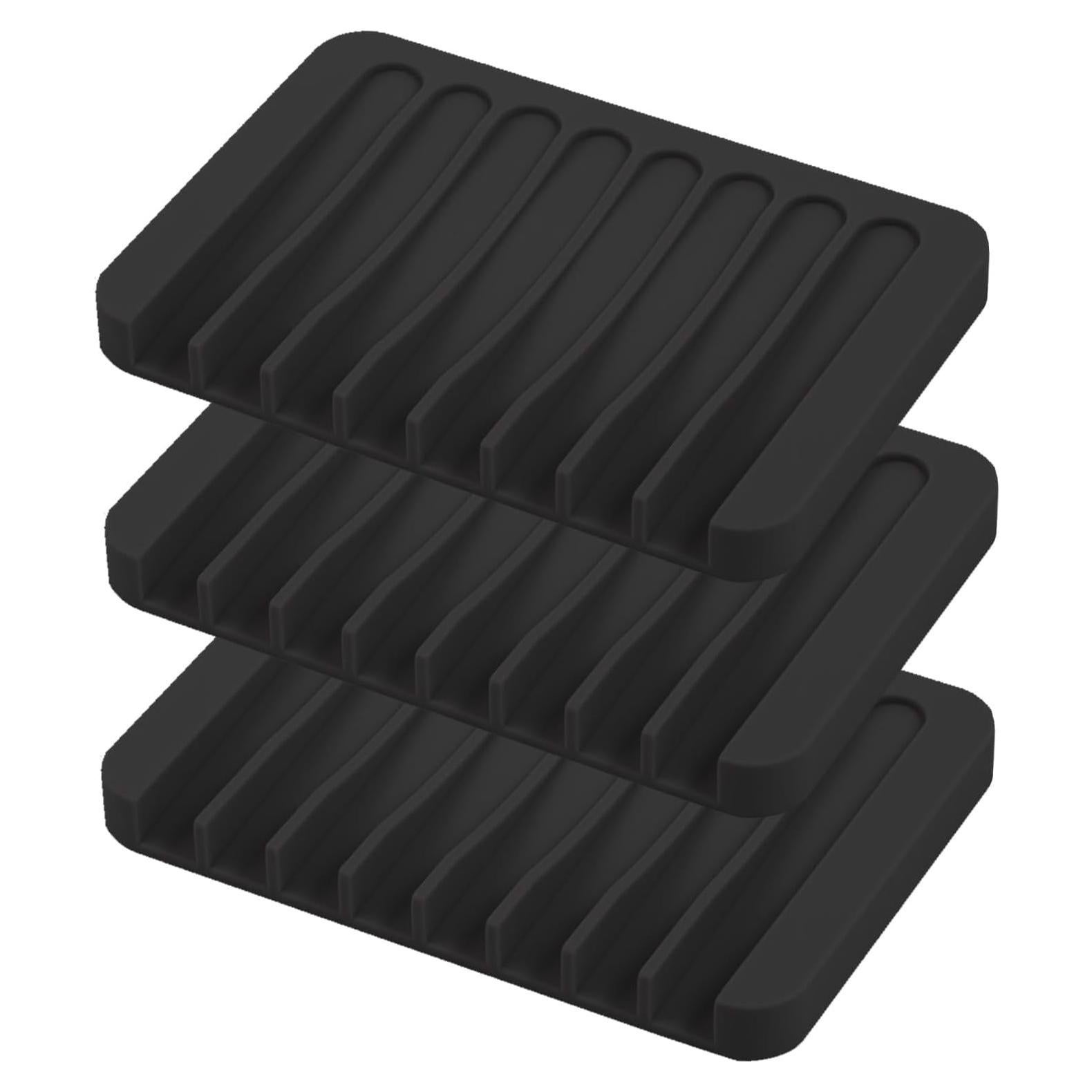 Platos de Jabón de Silicona MODENGKONGJIAN 3 Piezas Negro