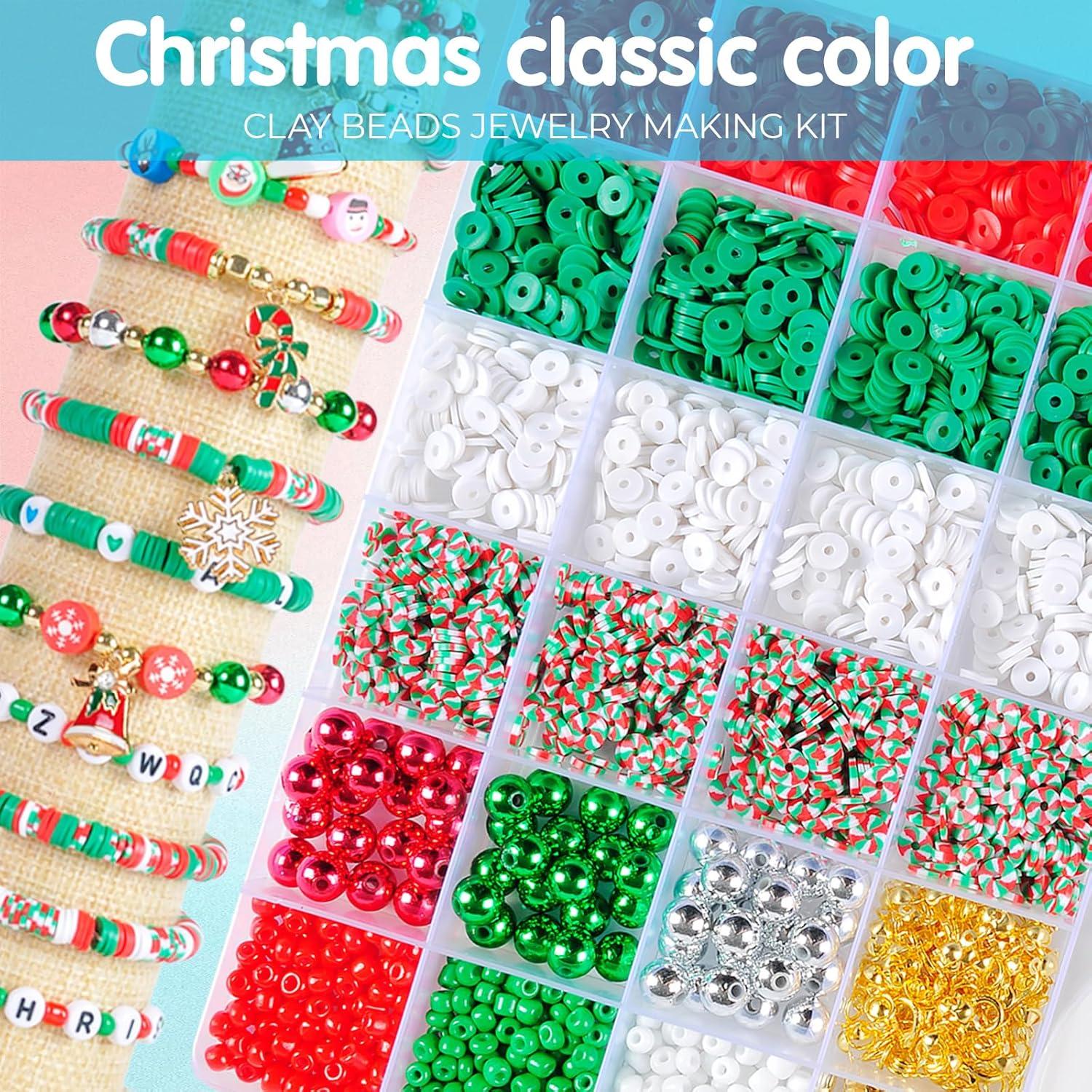 Kit de Pulseras de Amistad Navideñas SJZWSD - 6200 Cuentas de Arcilla