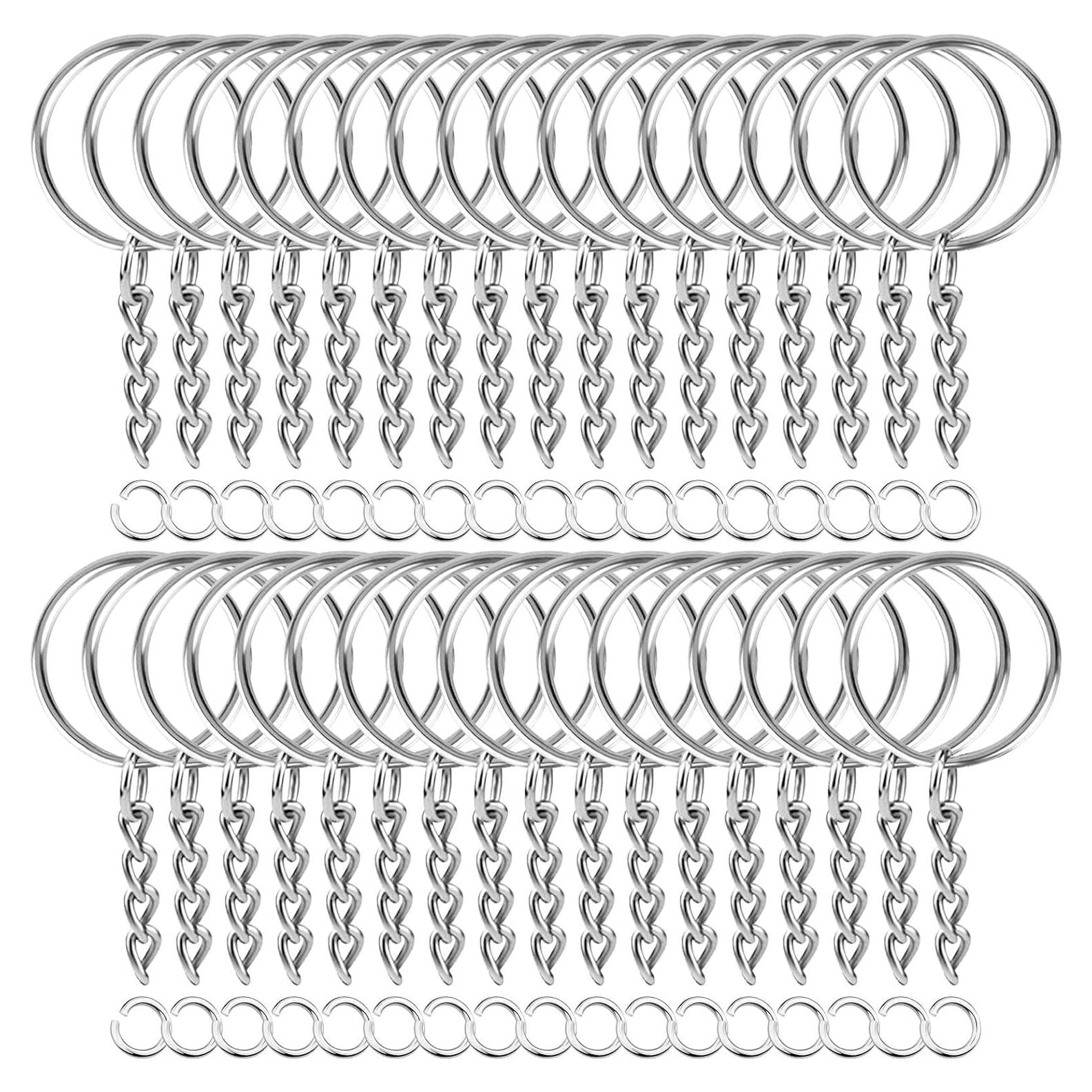 Kit 100 Piezas Anillos de Llavero Paxcoo Metal Plata 25mm