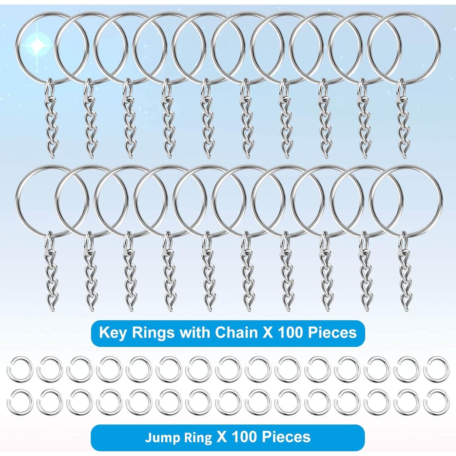 Kit 100 Piezas Anillos de Llavero Paxcoo Metal Plata 25mm