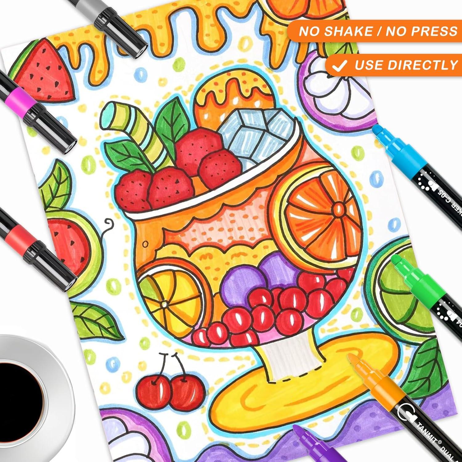 12 Marcadores Acrílicos TANMIT Doble Punta 3MM y 1MM Multicolor