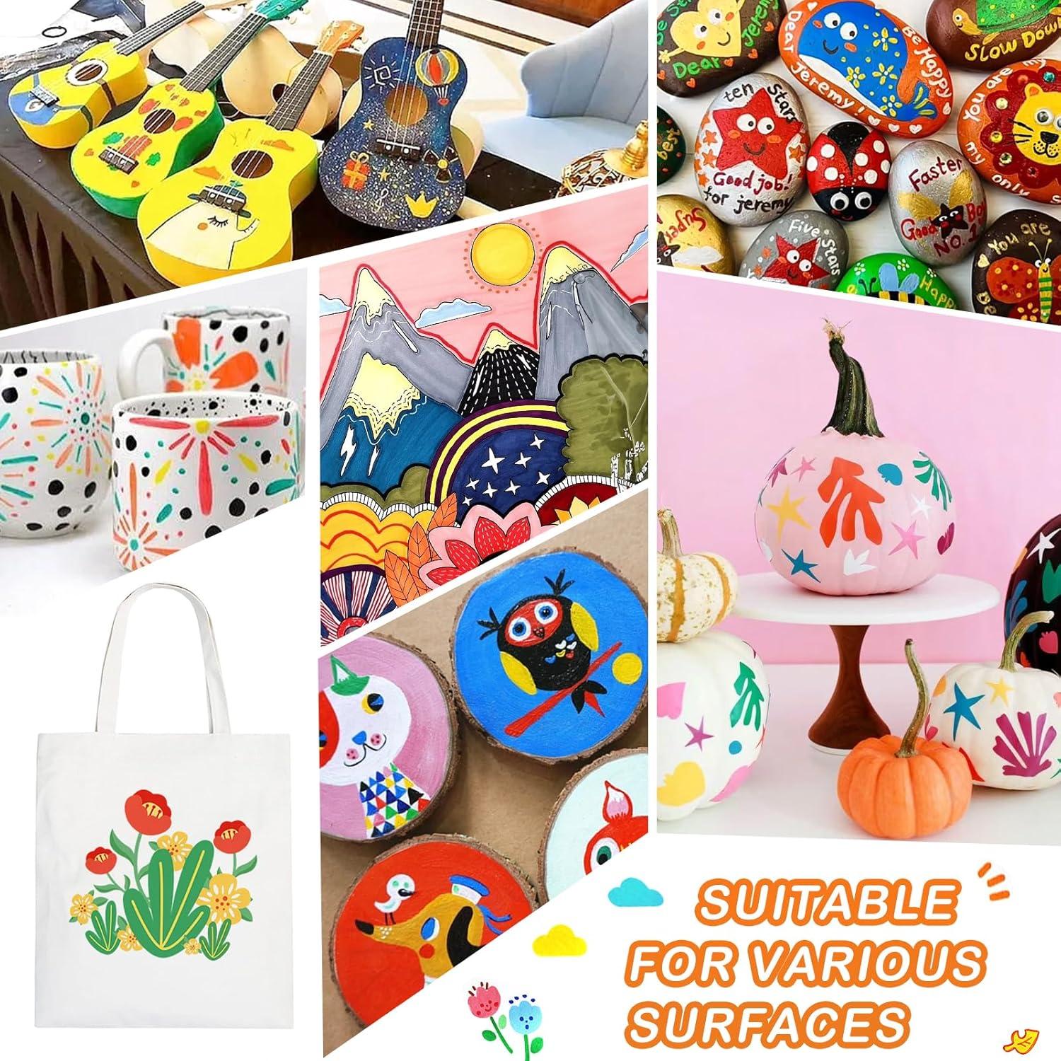 12 Marcadores Acrílicos TANMIT Doble Punta 3MM y 1MM Multicolor