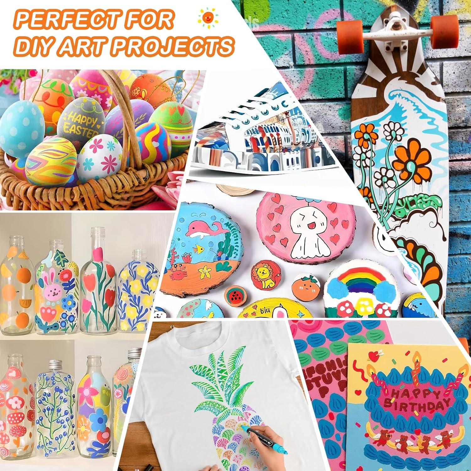 12 Marcadores Acrílicos TANMIT Doble Punta 3MM y 1MM Multicolor