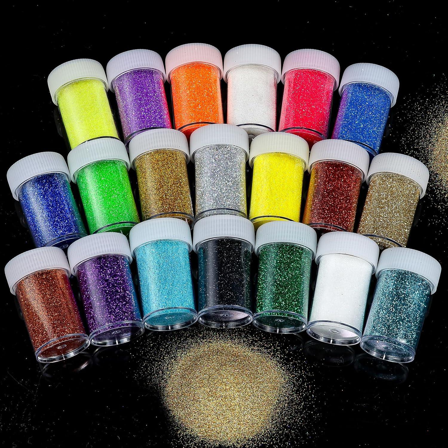 Juego de Brillantina Fina Holográfica Linwulte 20 Colores 300g