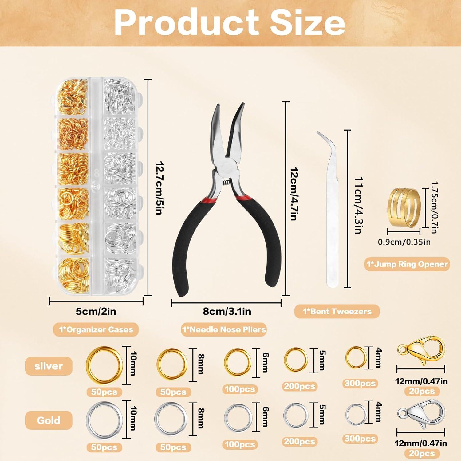 Kit de Joyería MUZHUPGUZ 1440 Pcs Anillas de Salto y Herramientas