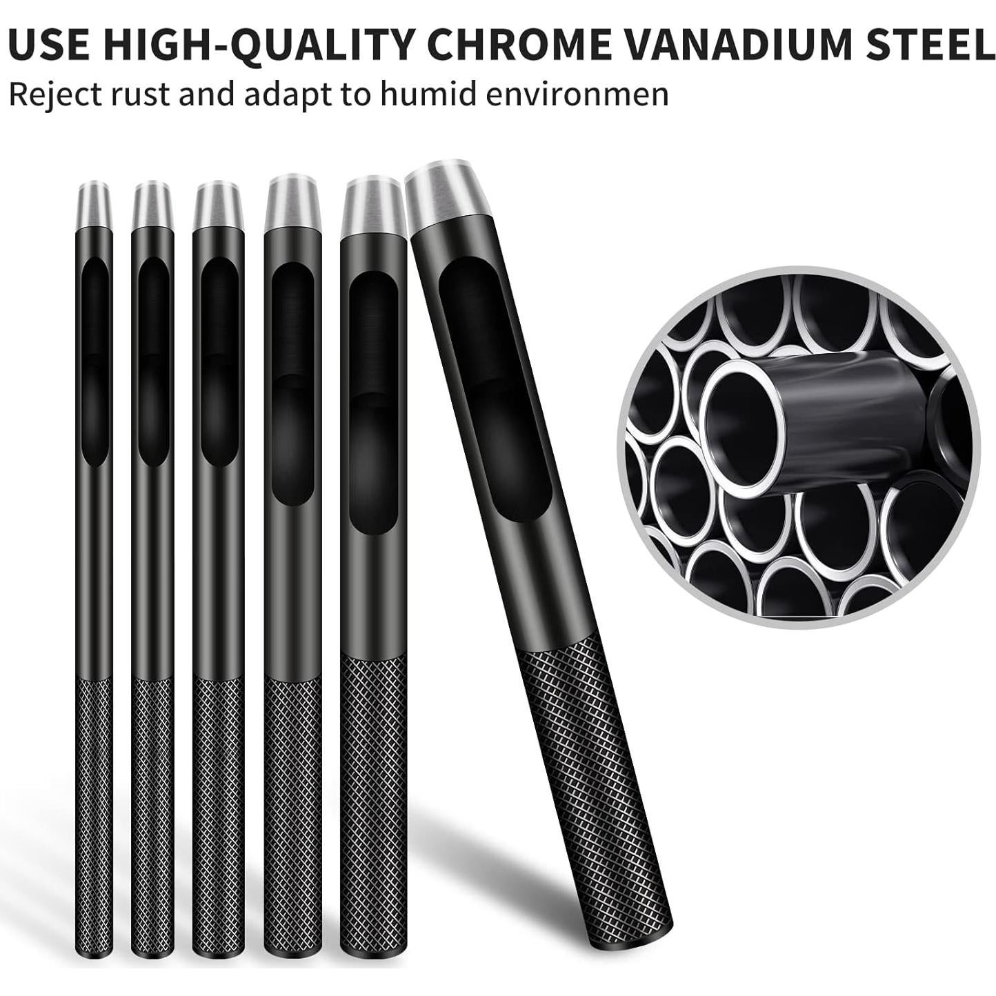 Juego de 6 Perforadores de Agujeros de Cuero AsonTao 1.5-5mm