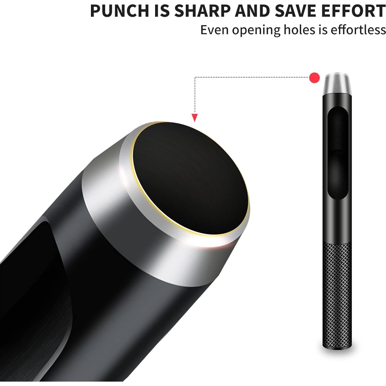 Juego de 6 Perforadores de Agujeros de Cuero AsonTao 1.5-5mm