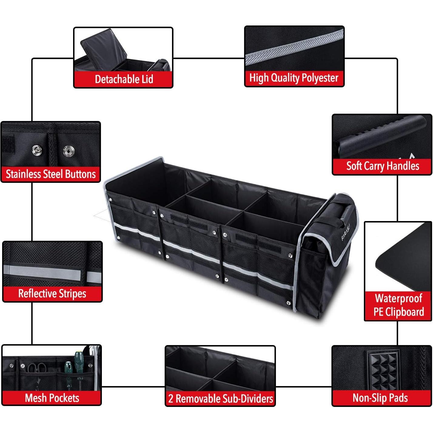 Organizador de Maletero Farasla con Bolsa Térmica Aislada 4-en-1