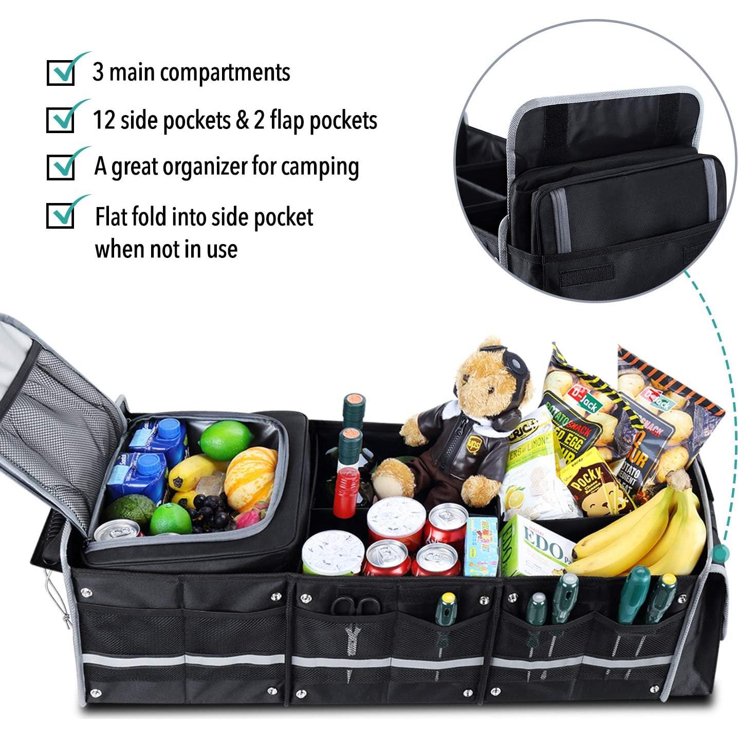 Organizador de Maletero Farasla con Bolsa Térmica Aislada 4-en-1