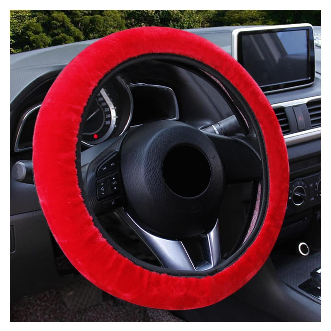 Cubierta de Volante de Coche Augeny Fuzzy 15" Rojo