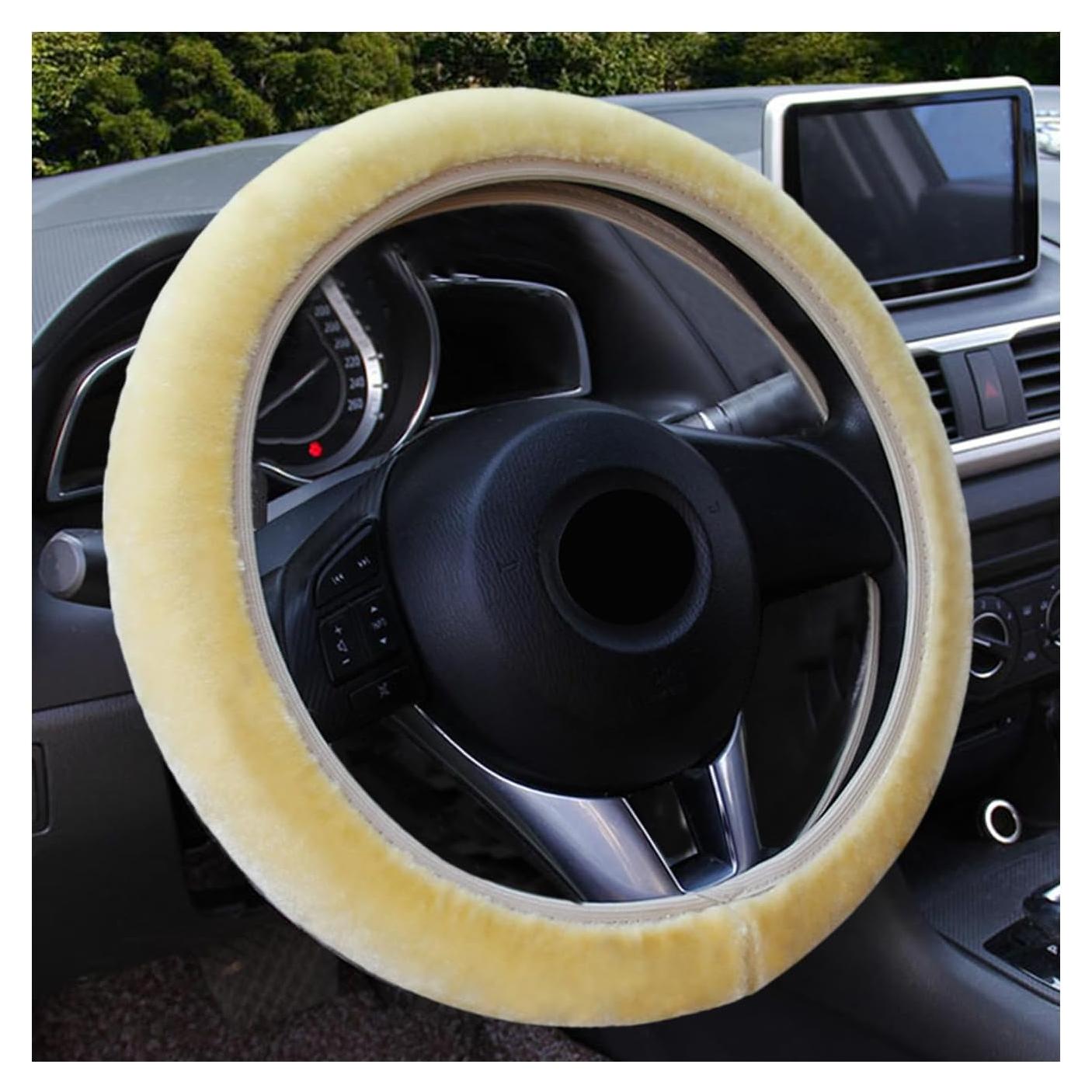 Cubierta de Volante de Coche Augeny Fuzzy Beige 15 Pulgadas