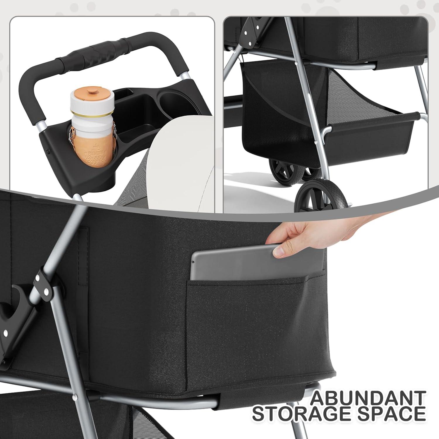 Carrito Plegable para Mascotas MoNiBloom 3 en 1 Negro hasta 15 kg