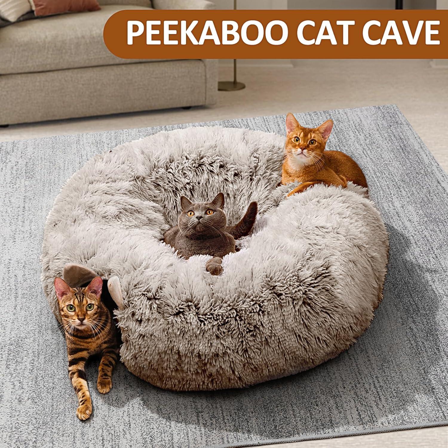 Túnel para Gatos PETSTA con Cama Suave Marrón 182.88x28.96cm
