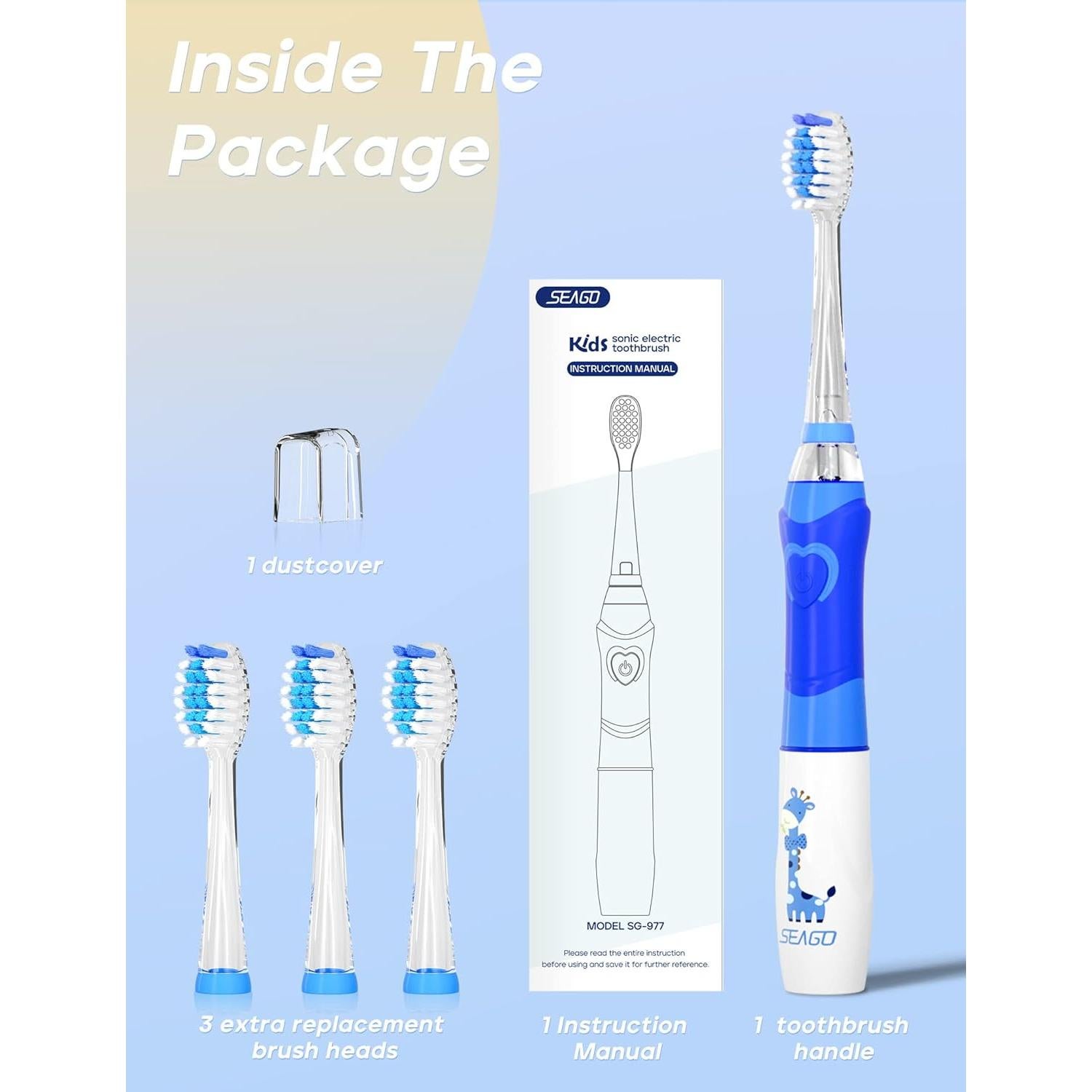 Cepillo de Dientes Eléctrico SEAGO SG-977 para Niños Azul