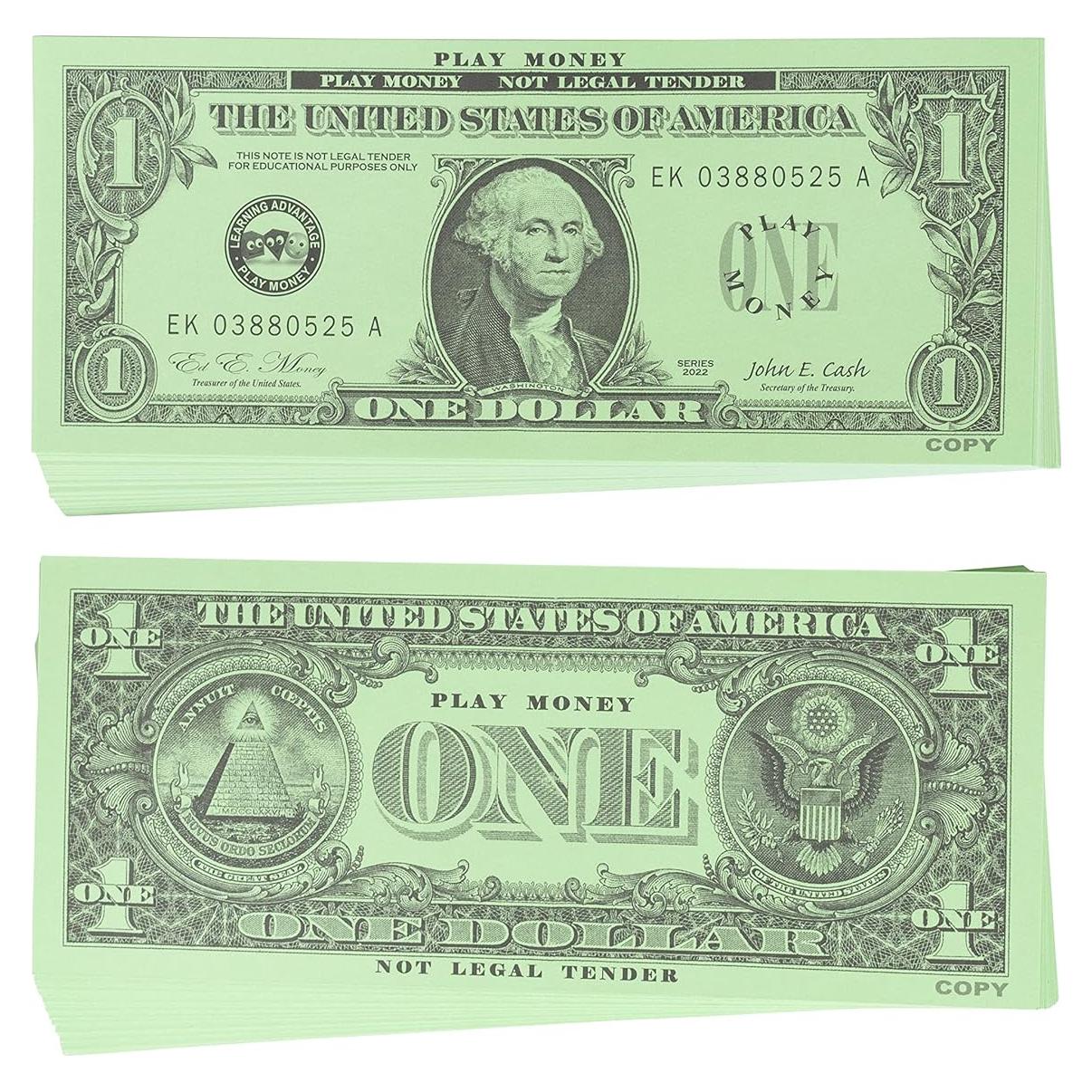 Billetes de Juego de $1 Learning Advantage - 100 Unidades