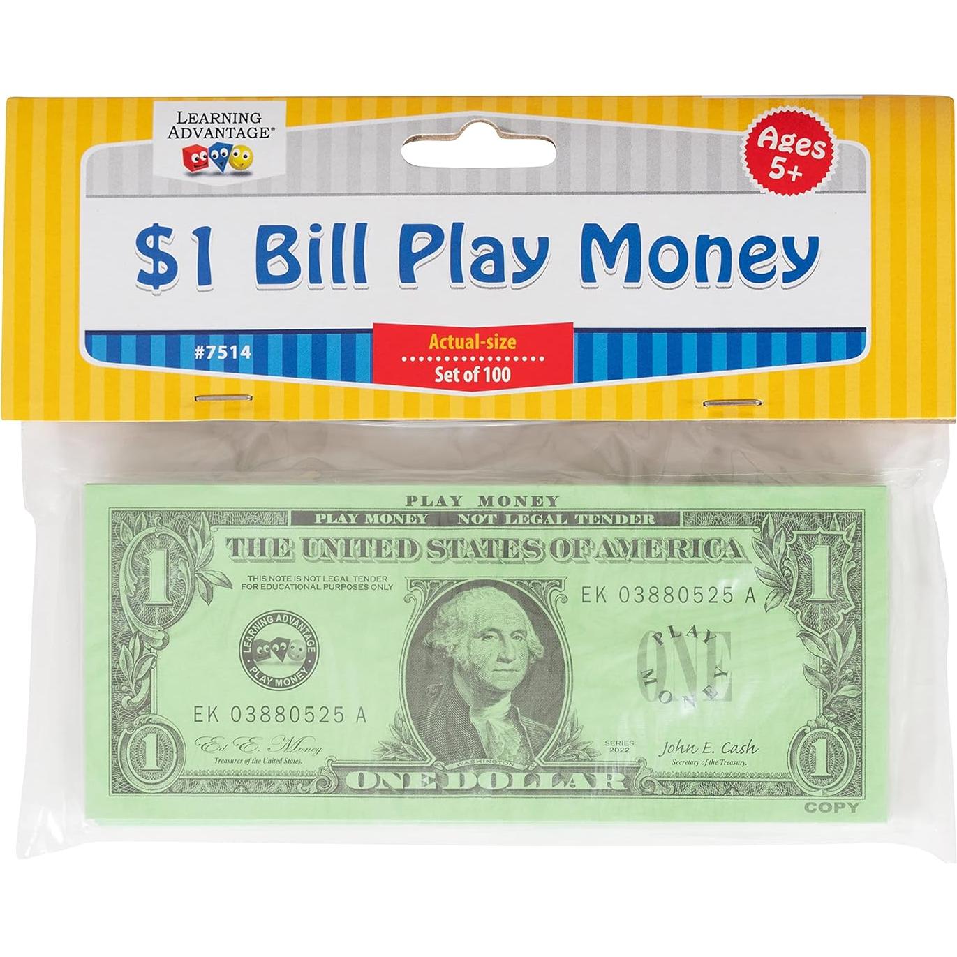 Billetes de Juego de $1 Learning Advantage - 100 Unidades
