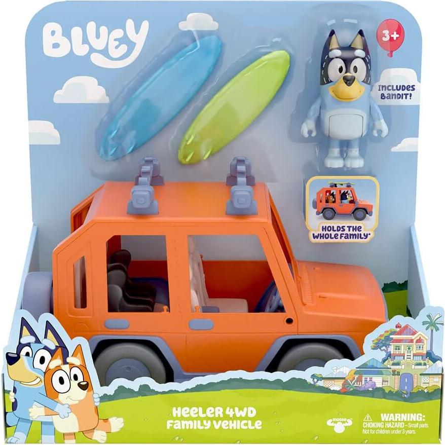 Vehículo Familiar Heeler 4WD Bluey con Figuras y Tablas de Surf