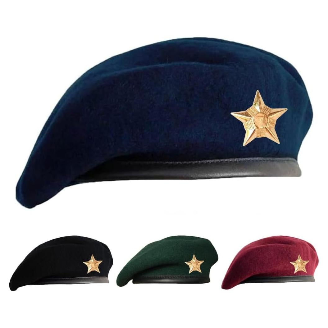 Gorra Boina Militar SILAK de Lana Premium Unisex Azul