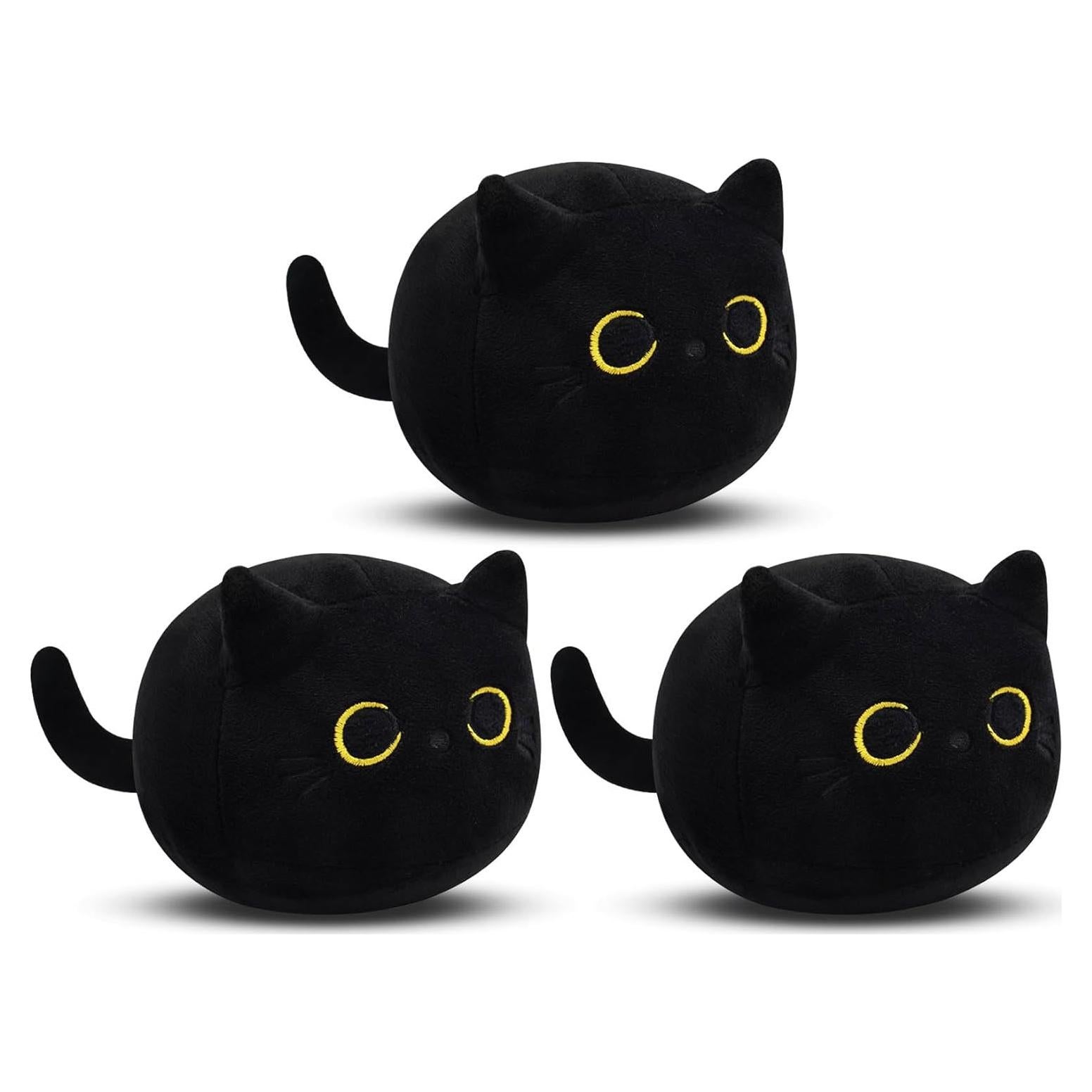 Juego de 3 Piezas de Peluche Gato Negro LSYDCARM Suave