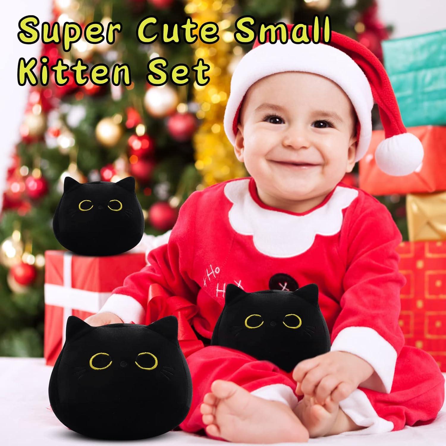 Juego de 3 Piezas de Peluche Gato Negro LSYDCARM Suave