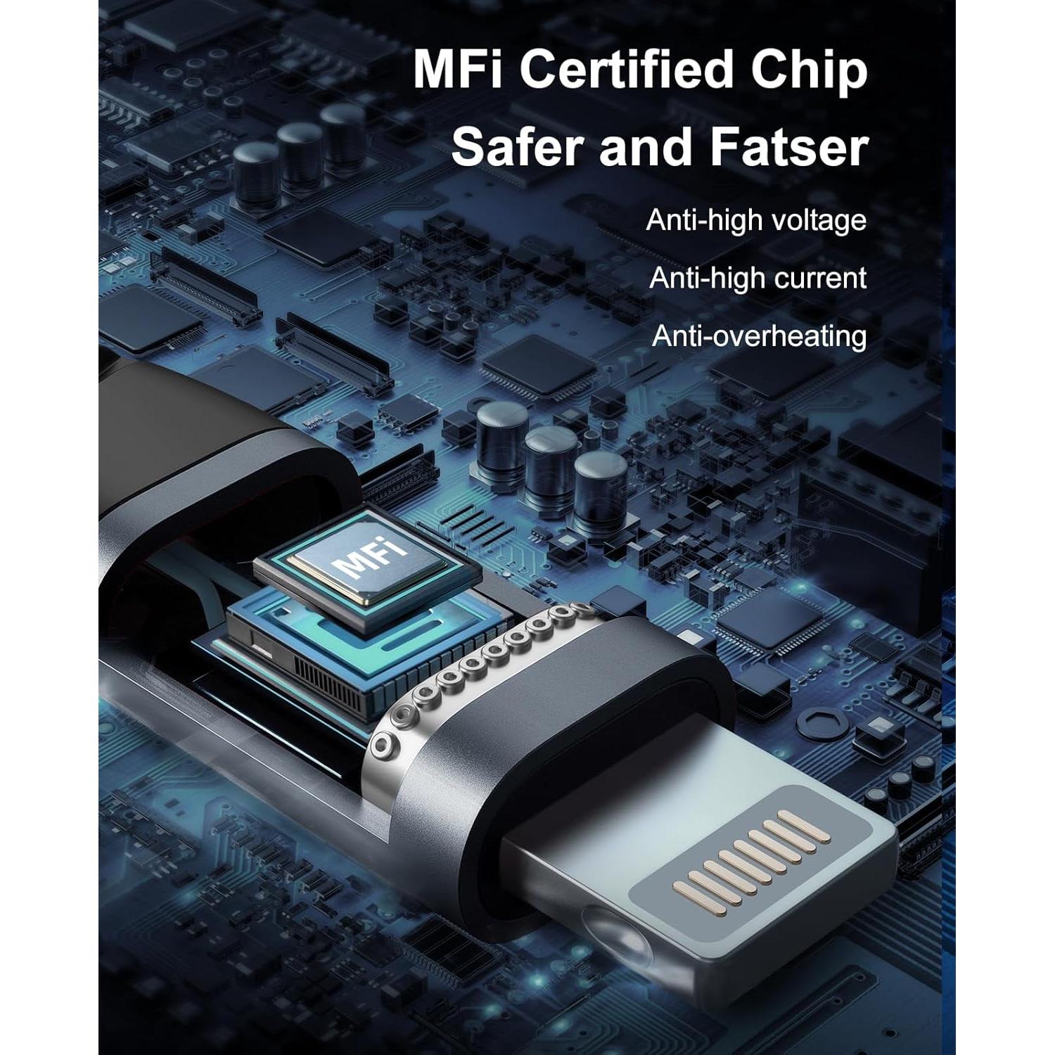 Cable de Carga Rápida Lightning Dasku 30 cm 3Pack Negro