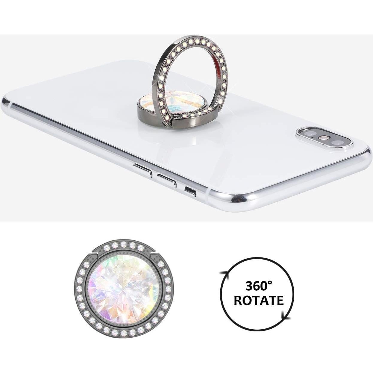 Soporte de Anillo de Teléfono Glitter Bling Bling Negro - Lenoup