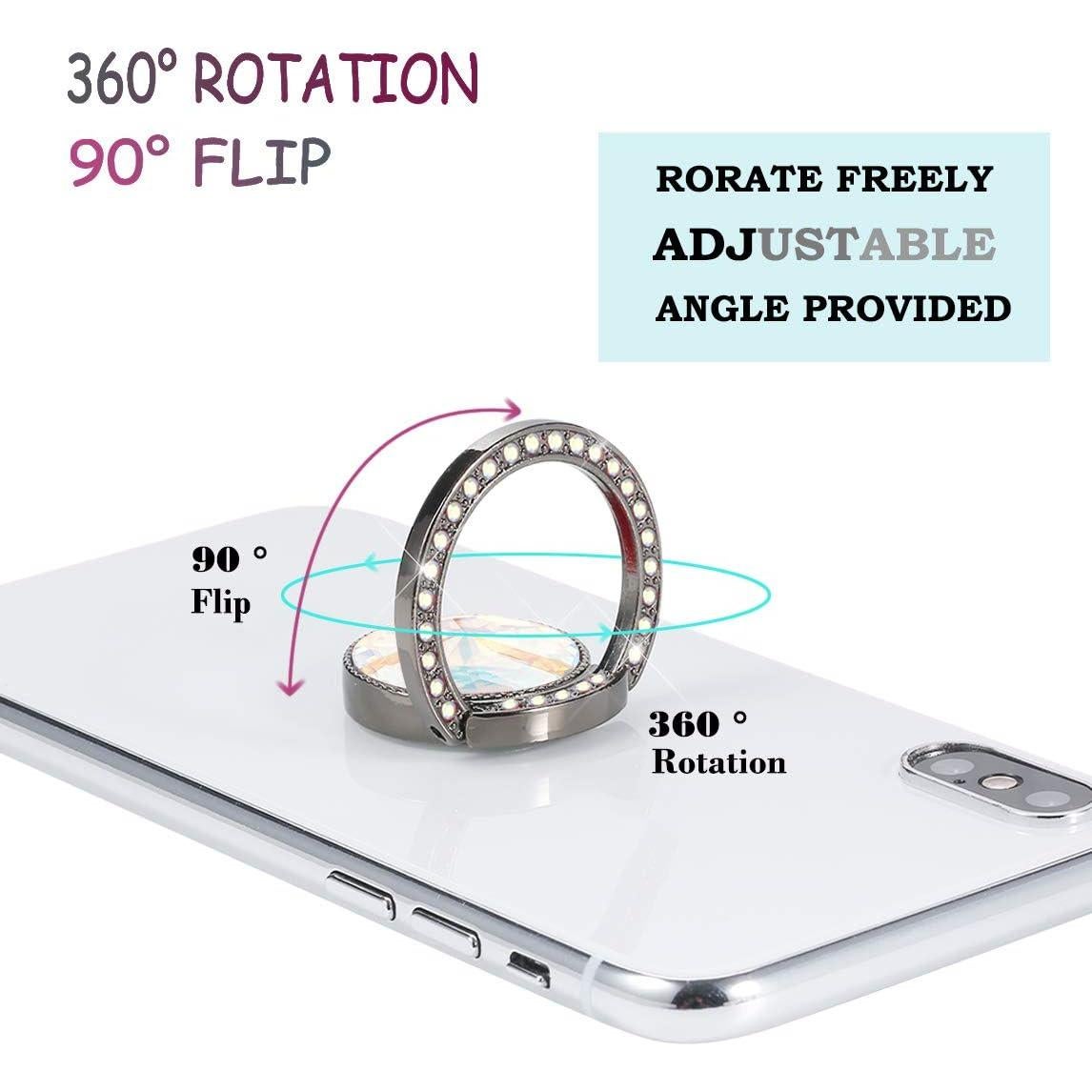 Soporte de Anillo de Teléfono Glitter Bling Bling Negro - Lenoup