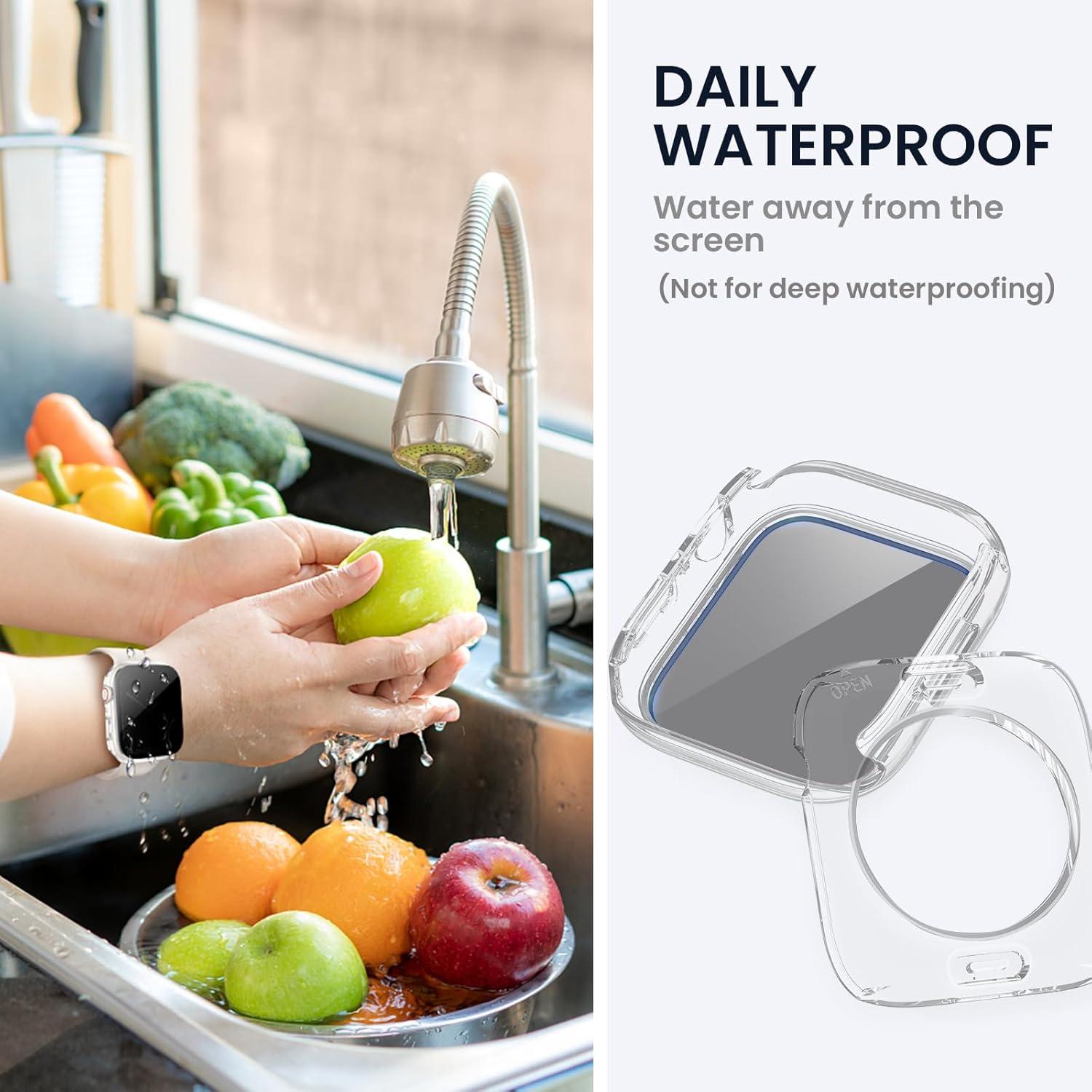 Tensea (2-in-1) for Waterproof Apple Watch Screen Protector Case SE 2nd Generation Series SE 6 5 4 40mm, iWatch PC Face Cover Built-in Privacy Tempered Glass Film [26° Anti Spy] [360° Full Protection]