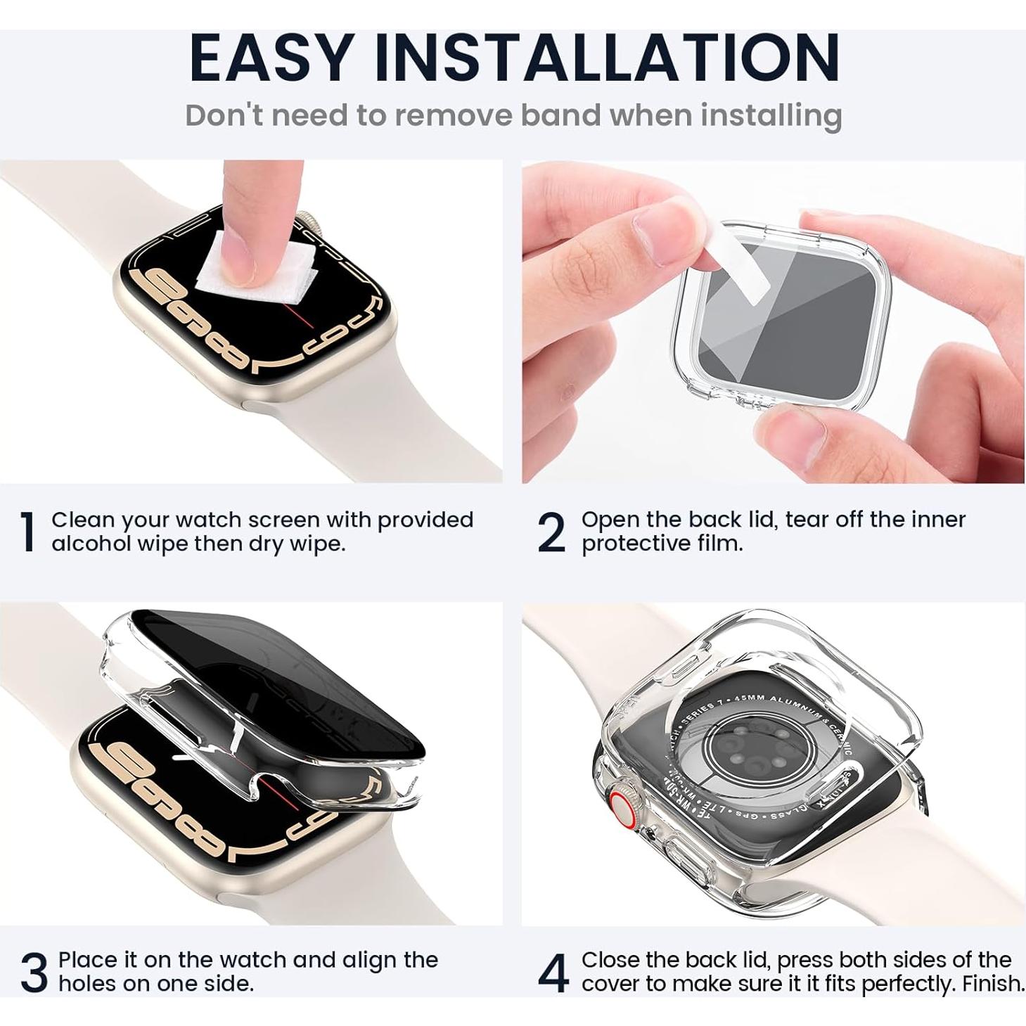 Tensea (2-in-1) for Waterproof Apple Watch Screen Protector Case SE 2nd Generation Series SE 6 5 4 40mm, iWatch PC Face Cover Built-in Privacy Tempered Glass Film [26° Anti Spy] [360° Full Protection]