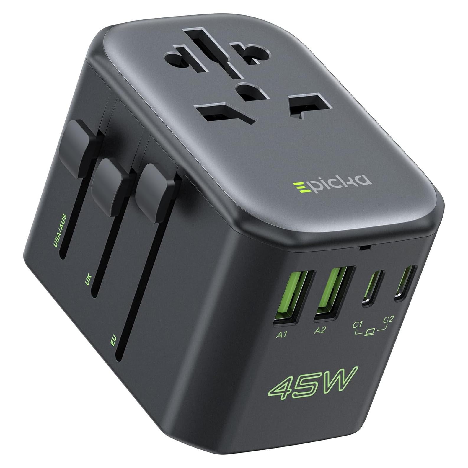 Adaptador de Enchufe de Viaje Universal Epicka 45W 5 Puertos
