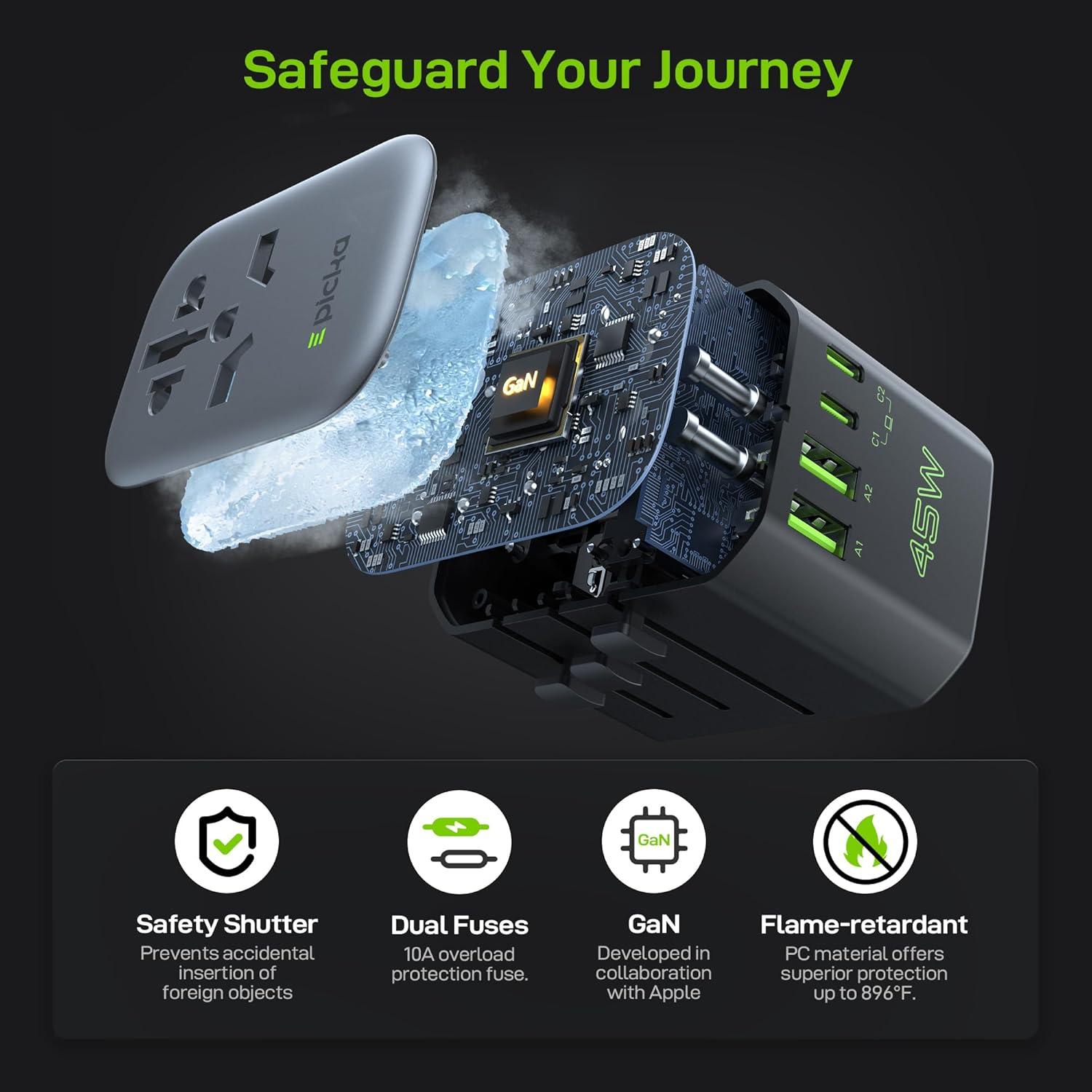 Adaptador de Enchufe de Viaje Universal Epicka 45W 5 Puertos