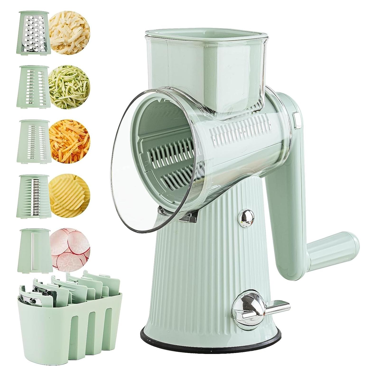 Rallador de Queso Rotatorio PDAENLKY 5 en 1 Verde 1.12 kg