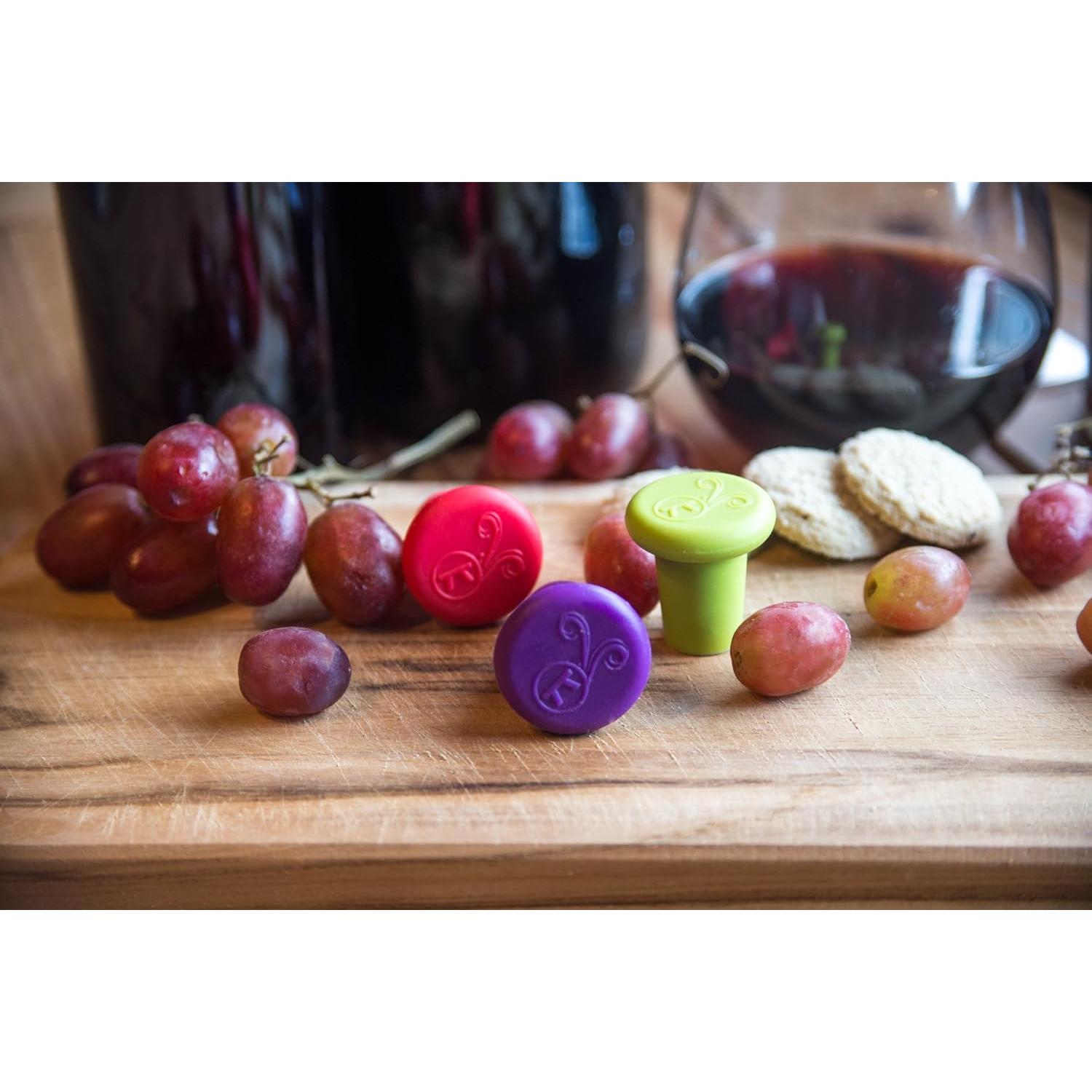 Tapones de Vino de Silicona Outset B229, Set de 4 Colores