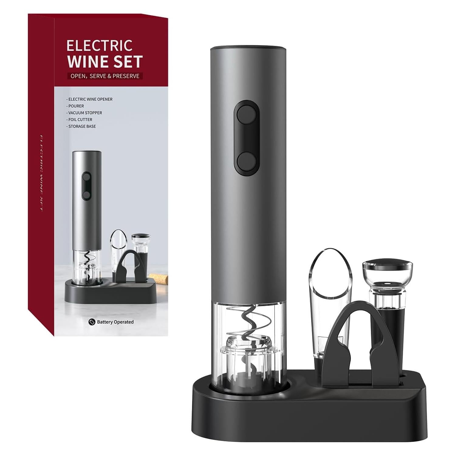 Sacacorchos Eléctrico Aisining 4 en 1 con Accesorios de Vino