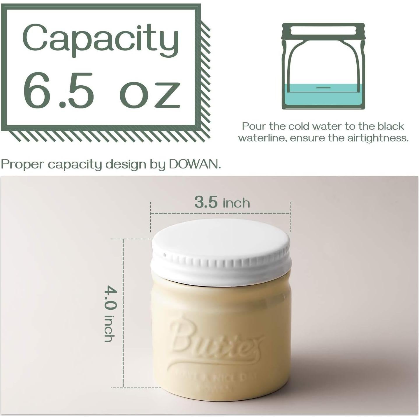 Crock de Mantequilla DOWAN Mason Beige con Tapa - 170g