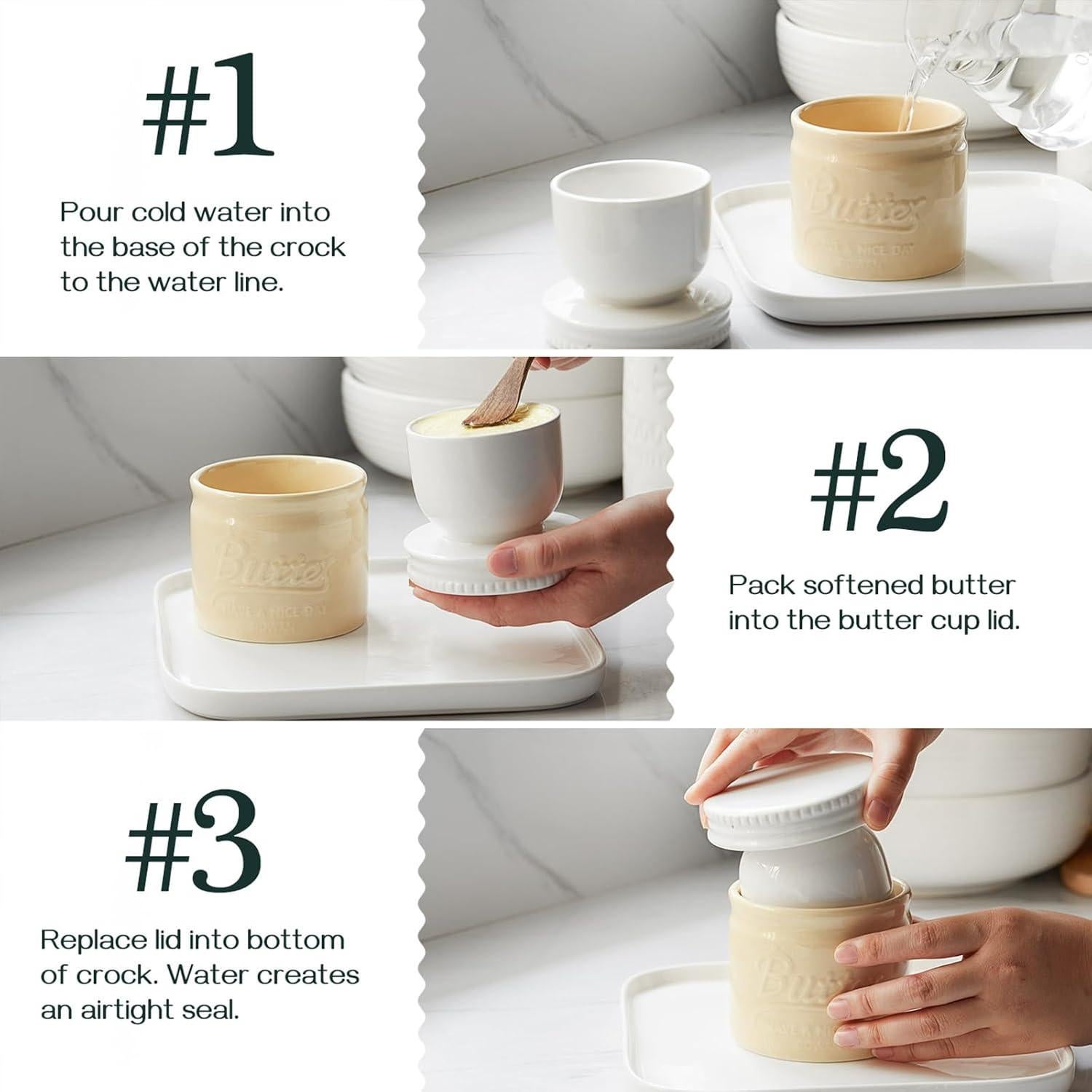 Crock de Mantequilla DOWAN Mason Beige con Tapa - 170g