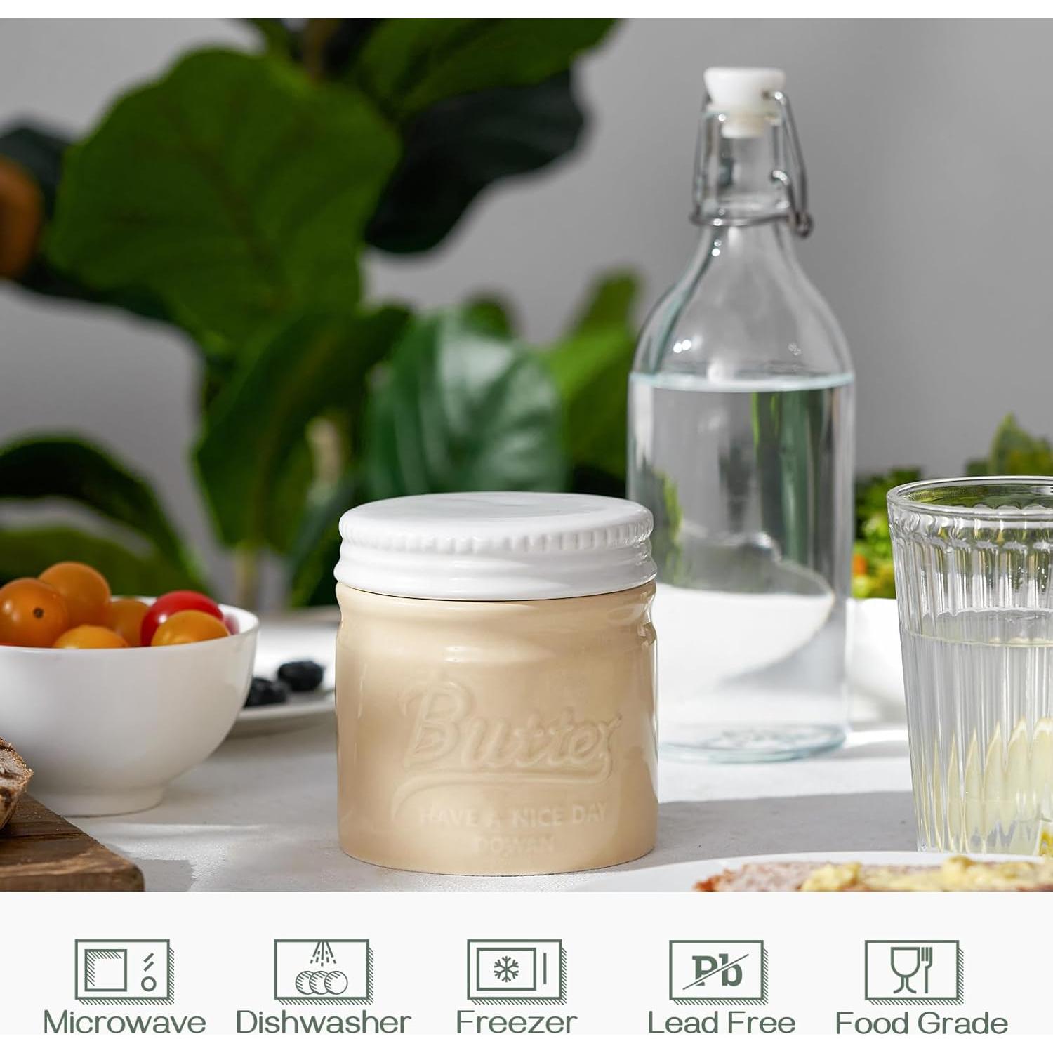 Crock de Mantequilla DOWAN Mason Beige con Tapa - 170g