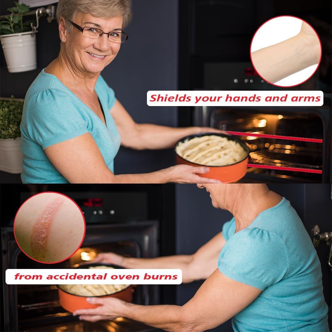 Silicone Oven Rack Shields Extra Long Oven Rack Protectors, 14-Inches Heat Resistant Oven Rack Edge Protector Guard Cover Full Length Fit on Standard-Sized Ovens (Red, 2 Pack - 14 Inches)