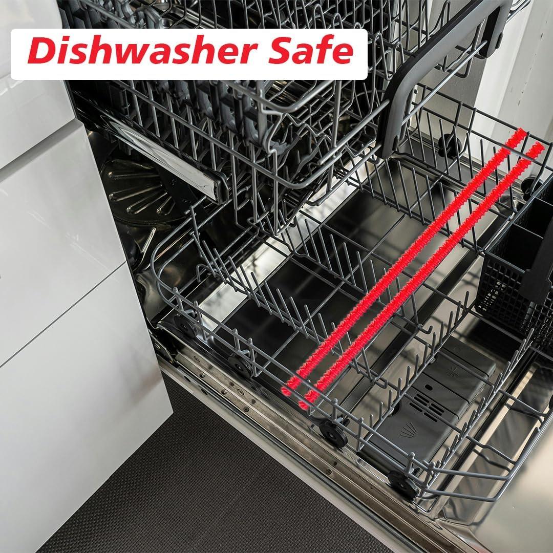 Silicone Oven Rack Shields Extra Long Oven Rack Protectors, 14-Inches Heat Resistant Oven Rack Edge Protector Guard Cover Full Length Fit on Standard-Sized Ovens (Red, 2 Pack - 14 Inches)