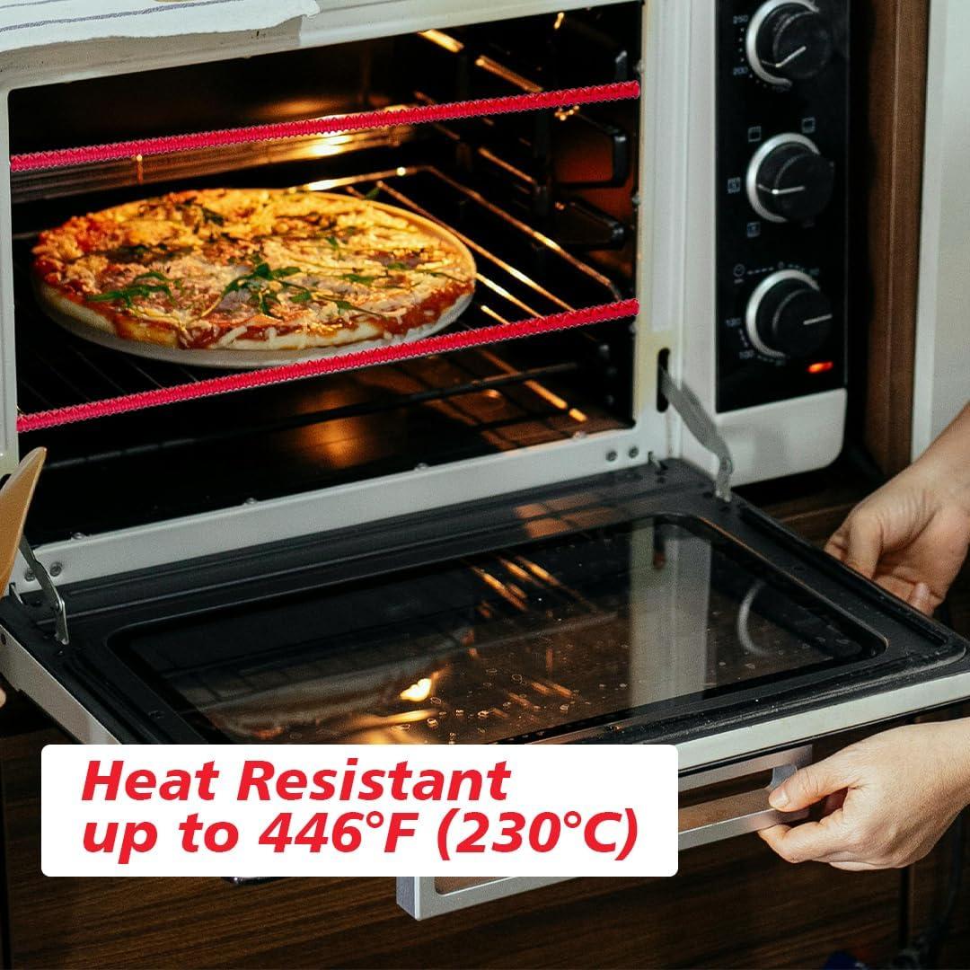 Silicone Oven Rack Shields Extra Long Oven Rack Protectors, 14-Inches Heat Resistant Oven Rack Edge Protector Guard Cover Full Length Fit on Standard-Sized Ovens (Red, 2 Pack - 14 Inches)