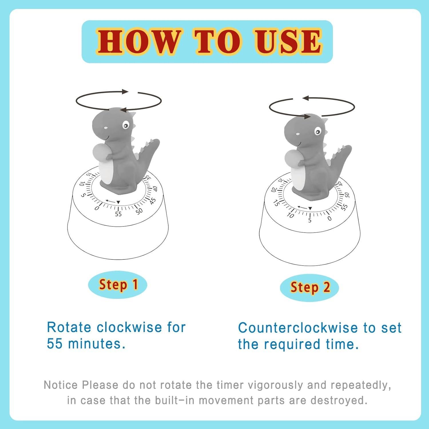 Paquete de 2 Temporizadores de Cocina ELE DEPI Dinosaurio Mecánico