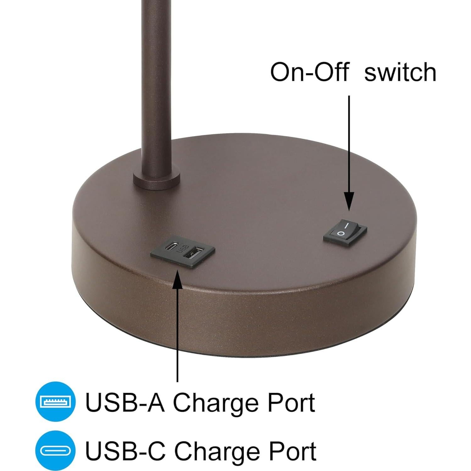 Lámpara de Mesa XiNBEi Bronce Oscuro con USB 55.9 cm