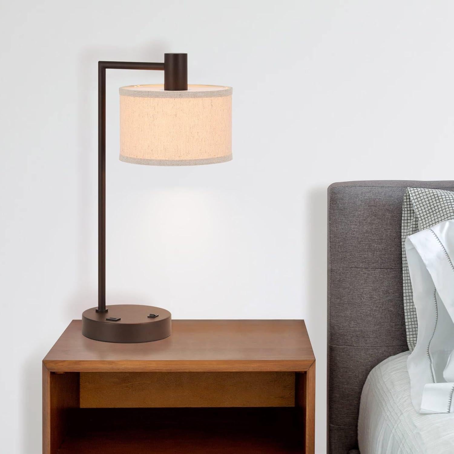 Lámpara de Mesa XiNBEi Bronce Oscuro con USB 55.9 cm