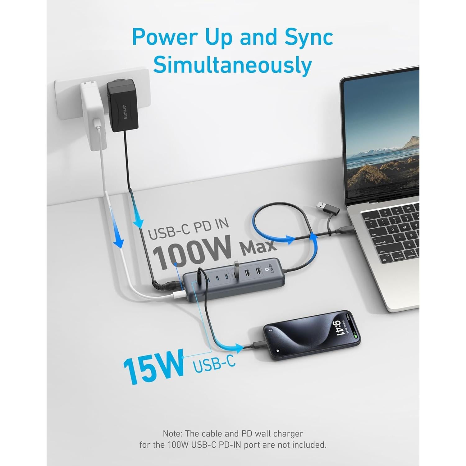 Hub USB-C Anker 8-en-1, 5Gbps, 3 Puertos USB-A, 4 USB-C, 100W