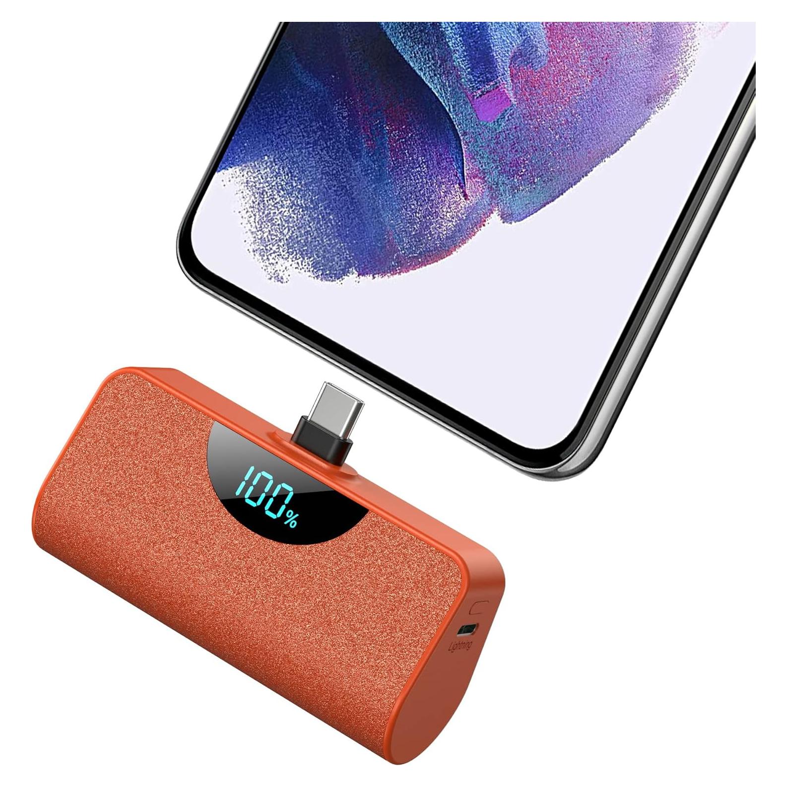 Mini Cargador Portátil USB-C 5200mAh Naranja - Ultra Compacto