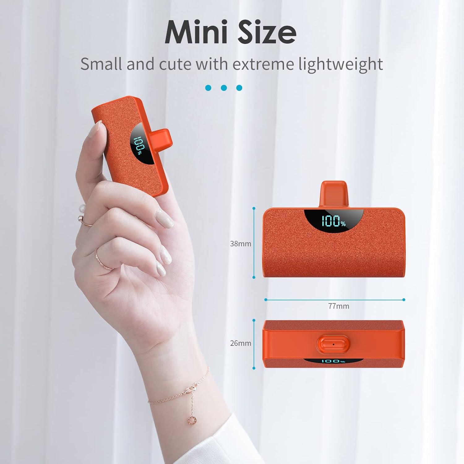 Mini Cargador Portátil USB-C 5200mAh Naranja - Ultra Compacto