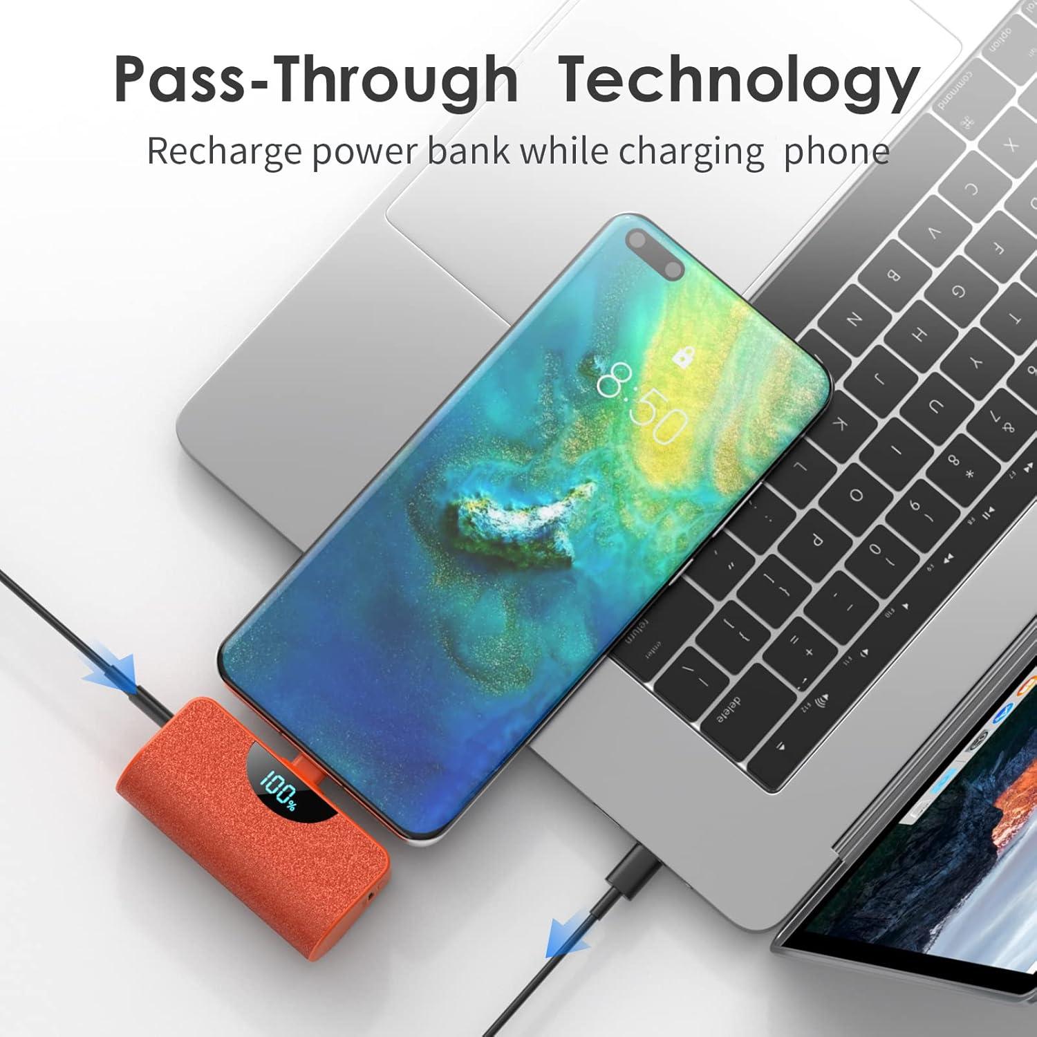 Mini Cargador Portátil USB-C 5200mAh Naranja - Ultra Compacto