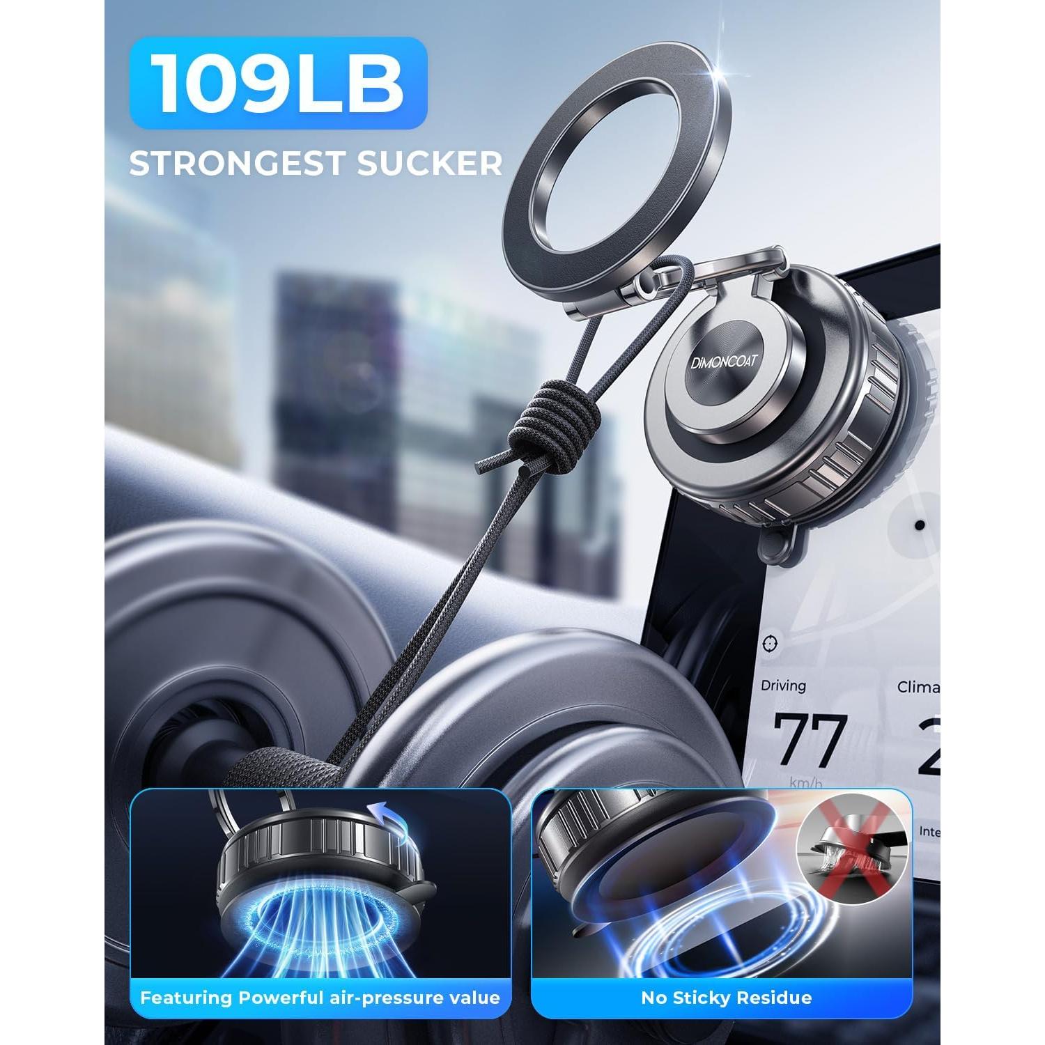 Soporte de Teléfono DIMONCOAT con Ventosa 360° - Negro